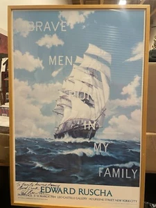 Signed Ed Ruscha Brave Men Run in My Family 1984 Leo Castelli Exhibition Poster - Picture 1 of 9