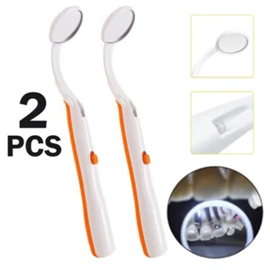 2PC PREMIUM Mouth Mirrors Front Surface with Led Light Oral Dental Mouth Orange - Picture 1 of 10