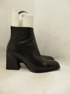VIA SPIGA Black Leather Square Toe Zip Ankle Boots Womens Size 4 M - Picture 1 of 9