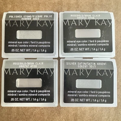 Mary Kay Mineral Eye Color .05 Oz LOT OF 4 Rosegold Polished Stone Silver Satin - Image 1 of 4