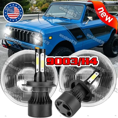 2x Faros LED redondos de vidrio de 7" para International Harvester Scout II 1973-1980 Foto 1 de 4