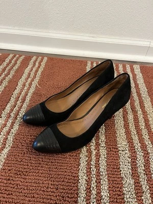 Женские черные замшевые и кожаные туфли-лодочки на высоком каблуке Brooks Brothers размер 8,5 элегантные - Изображение 1 из 4