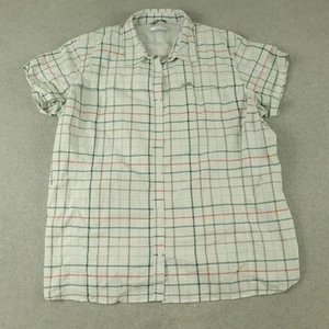 Columbia Shirt Top Womens 2X Vented Hiking Button Up White Plaid Short Sleeve - Picture 1 of 6