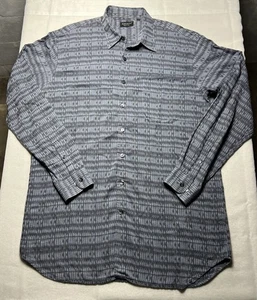 Camicia Riscatto Uomo Taglia XLT Italiana Astratta Geometrica Bottoni Manica Lunga - Foto 1 di 8