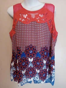 Pale Sky Lace Shoulder Angelyne Stitch Fix Color Button Back Detail Top Size L - Picture 1 of 6