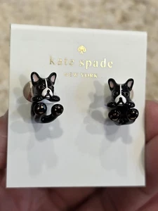 Orecchini Bulldog Francese Kate Spade New York Ma Cherie Antoine - Nuovi con etichette - Foto 1 di 3