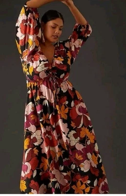 NUEVO CON ETIQUETAS $160 Talla 24W Anthropologie PLUS Maeve Vestido Floral Midi Otoño 3/4 Foto 1 de 4