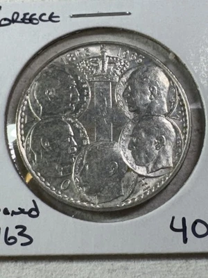 Moneda de plata de 30 dracmas Grecia 1963 limpiada 5 reyes Foto 1 de 4
