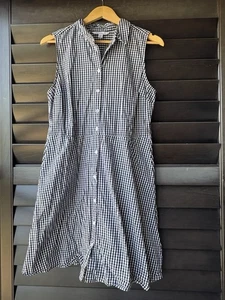 Pop sugar Black White Gingham Sleeveless Shirt Dress 100% Cotton M Cottage Core - Picture 1 of 9