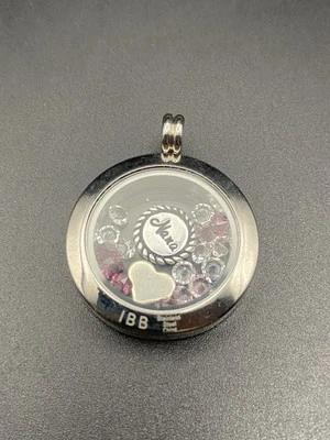 IBB Floating Charm Pendant Stainless Steel Treasure Charm Round Locket Nana Pink - Image 1 of 4