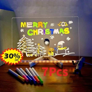 LED Message Note Board with Colors%2C Acrylic Dry Erase Board & 7 Pen s - Picture 1 of 14