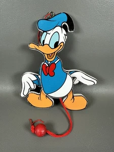 Vintage Walt Disney Donald Duck Wooden Pull String Puppet Christmas Ornament - Picture 1 of 5