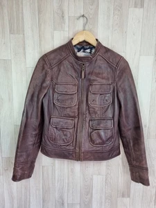 Boden braune weiche Leder Damen Bomberjacke UK 10 Vintage schokobraun - Bild 1 von 15