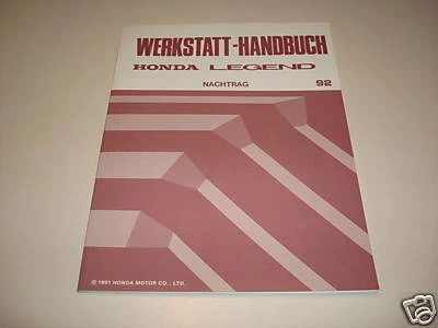 Manual De Taller Suplemento Honda LEGEND Año 1992 - Imagen 1 de 1