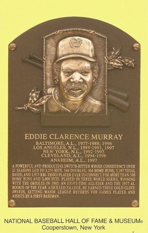 Postcard Eddie Murray Baltimore Orioles Hall of Fame Cooperstown MINT Cover