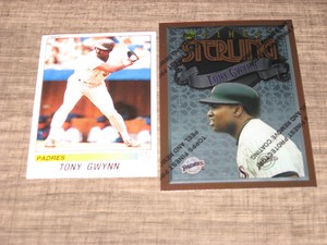 TONY GWYNN 2 CARD LOT 1990 PANINI STICKER #351 & 1996 TOPPS FINEST STERLING #61