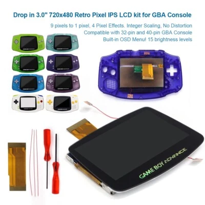 Drop In V5 GBA 3.0 IPS Backlight LCD Laminated Screen Kits For Gameboy Advance - Image 1 of 4