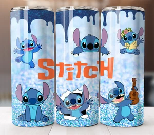 20oz Insulated Tumbler with Straw Stainless Steel Mug Stitch - Picture 1 of 12