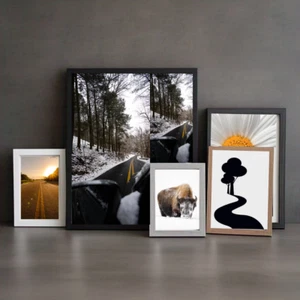 A1 A2 A3 A4 Photo Frames Picture Frame Poster Frames Plain Black White Walnut - Picture 1 of 14