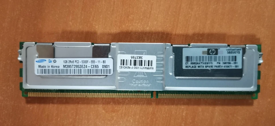 1GB HP Samsung 398706-051 PC2-5300F 667MHz DDR2 240Pin 2Rx8 Fbdimm Server Memory - Image 1 of 2