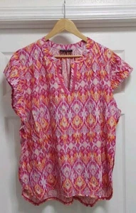 Lane Bryant Top Women's Size 22/24 Multicolor V Neck Short Sleeve Casual - Picture 1 of 9