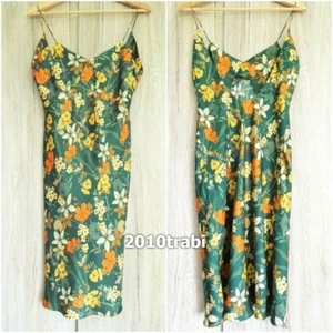 ZARA WOMAN STUDIO GREEN FLORAL PRINT MULBERRY SILK DRESS SIZE XS-S UK 8/10 - Picture 1 of 12