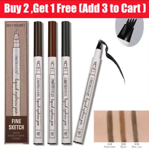 Microblading Tattoo Eyebrow Ink Pen Long Lasting Eye Brow 3D Fork Makeup Pencil - Picture 1 of 17