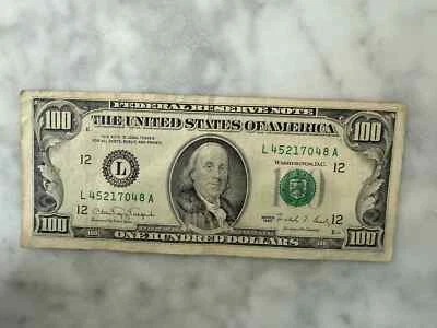 Rare Circulated Series 1990 $100 bill District #12 San Francisco, California - Image 1 of 2