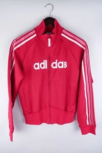 Adidas Women Track Jacket Activewear Casual Red Full Zip Cotton Blend size UK14 - Picture 1 of 8