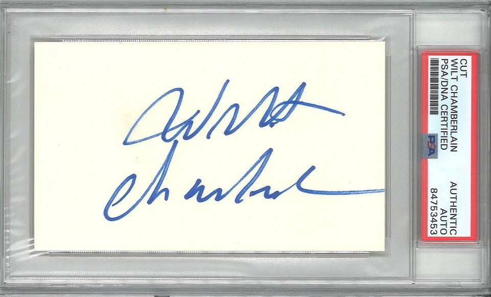 WILT CHAMBERLAIN SIGNED CUT SIGNATURE PSA DNA 84753453 (D) LAKERS HOF - Image 1 of 1