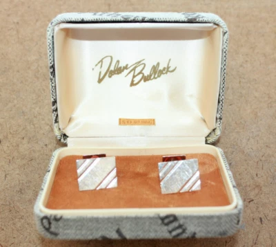 复古 Dolan Bullock 纯银凹槽拉丝饰面袖扣 (045WES) — 第 1/4 张图片