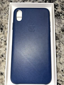 Genuine Original Apple iPhone XS Max Leather Case - Midnight Blue MRWU2ZM/A - Picture 1 of 2