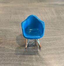 1:12 Scale Blue Rocking Chair, Miniature Mid Century Modern Dollhouse
