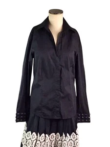 Burberry Black Embellished Sleeve Shirt, Sz 12, EUC - Picture 1 of 6