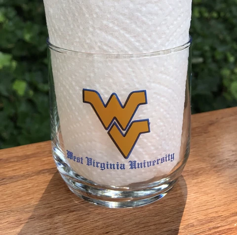 WEST VIRGINIA MOUNTAINEERS Vintage 1980’s NCAA Tumbler Drink Glass Cover