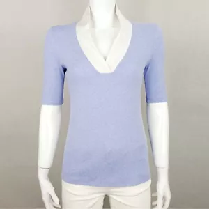 FABIANA FILIPPI Cashmere Silk Short Sleeve Tee Top Shawl V-Neck Soft Purple S - Picture 1 of 5