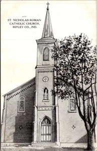St. Nicholas römisch-katholische Kirche RIPLEY CO. Indiana IN unbenutzter Postkarte - Bild 1 von 2