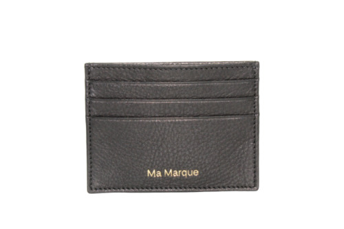 Mens Leather Credit Card Holder, Premium Quality Leather in Black - 6 Card Slots