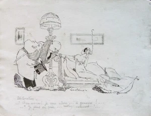 Femme déshabillée sur canapé Dessin humour ancien 1910 signé CASTELNO - Imagen 1 de 3
