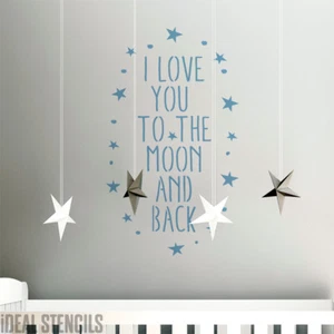 Love you to the moon and back Nursery Stencil Home Wall Decor Reusable Painting - Picture 1 of 6