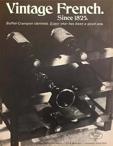 Clarinete Buffet Crampon 1973 en estante de vino foto "Vintage francés" anuncio impreso promocional - Imagen 1 de 1