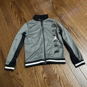 Air Jordan Track Jacket Full Zip Boys Small 4 T Gray Grey Black White - Picture 1 of 3