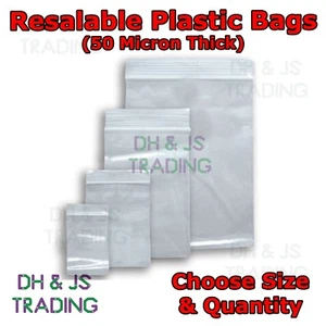 Small & Large Sealer Bags - Resealable Grip Polythene Zip Lock Plastic Bags Seal - Picture 1 of 1