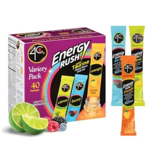 4C Energy Rush Stix Variety 1 Pack 40 Count Single Serve Water Flavoring Pack - Picture 1 of 6