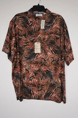 Roundtree Yorke Caribbean Short-Sleeve Shirt XL Tropical Textured Silk Blend NWT - Image 1 of 4