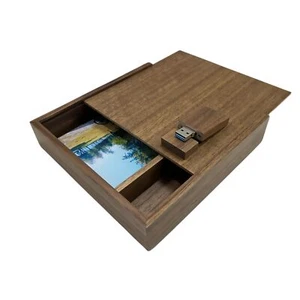 Boîte À Album Photo en Bois De Noyer Clé USB 16GB 32GB 64GB Photographie Péri... - Photo 1/9