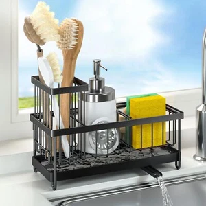 Kitchen Sink Caddy Sponge Holder For Kitchen Sink With Auto Draining Tray Kitche - Picture 1 of 8