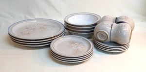 Denby Tasmin 4 Place Settings Plates Sides Bowls Teacups & Saucers Floral Beige - Picture 1 of 17
