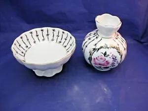 ANTIQUE VASE & MATCHING SMALL PEDESTAL BOWL - HAS A MAKERS MARK BUT NO NAME - Picture 1 of 10