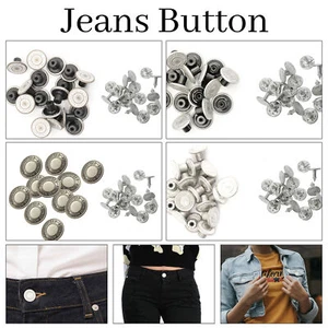 Plastic Shank Jeans Buttons 14mm/17mm Gunmetal Grey Silver 10-100pcs with Pins - Picture 1 of 27